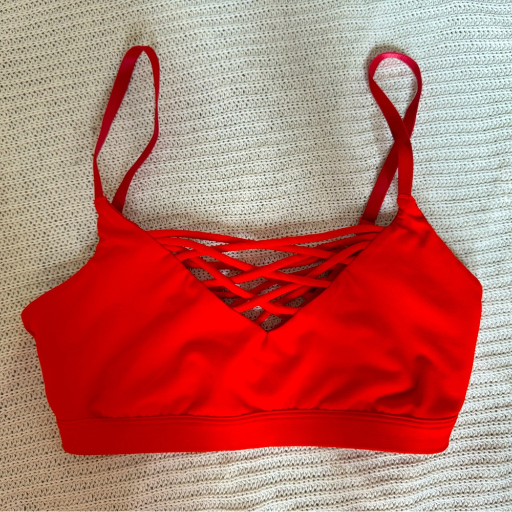 Sport bra, red caged, removable padding XS